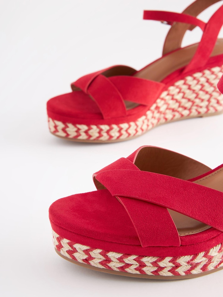 Red Extra Wide Fit Forever Comfort® Open Toe Wedges - Image 6 of 7