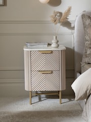 Light Grey Valencia Marble and Mango Wood 2 Drawer Bedside Table - Image 2 of 10