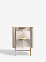Light Grey Valencia Marble and Mango Wood 2 Drawer Bedside Table - Image 3 of 10