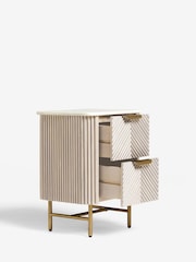 Light Grey Valencia Marble and Mango Wood 2 Drawer Bedside Table - Image 5 of 10