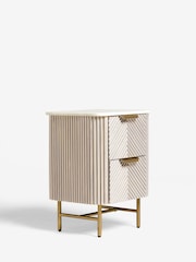 Light Grey Valencia Marble and Mango Wood 2 Drawer Bedside Table - Image 6 of 10