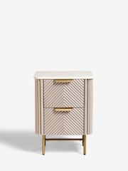 Light Grey Valencia Marble and Mango Wood 2 Drawer Bedside Table - Image 7 of 10