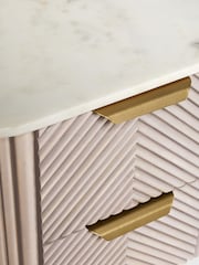 Light Grey Valencia Marble and Mango Wood 2 Drawer Bedside Table - Image 8 of 10