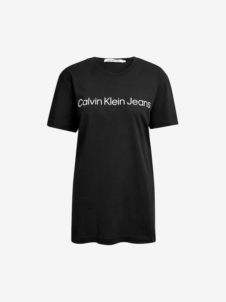 Calvin Klein Jeans Slim 100% Cotton Institutional Black Logo T-Shirt - Image 4 of 4