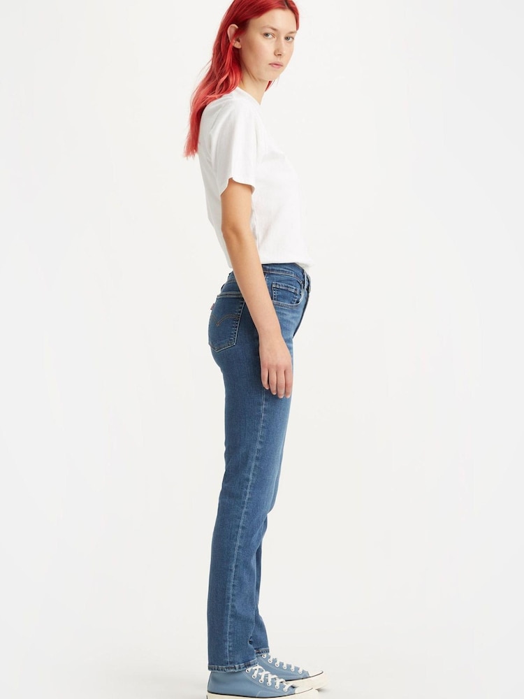 Синий с волнообразным принтом - Прямые джинсы с завышенной талией Levi's® 724™ - Image 4 of 4