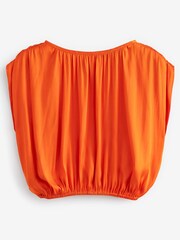 Rochelle Orange Satin Ruched Top - Image 5 of 5
