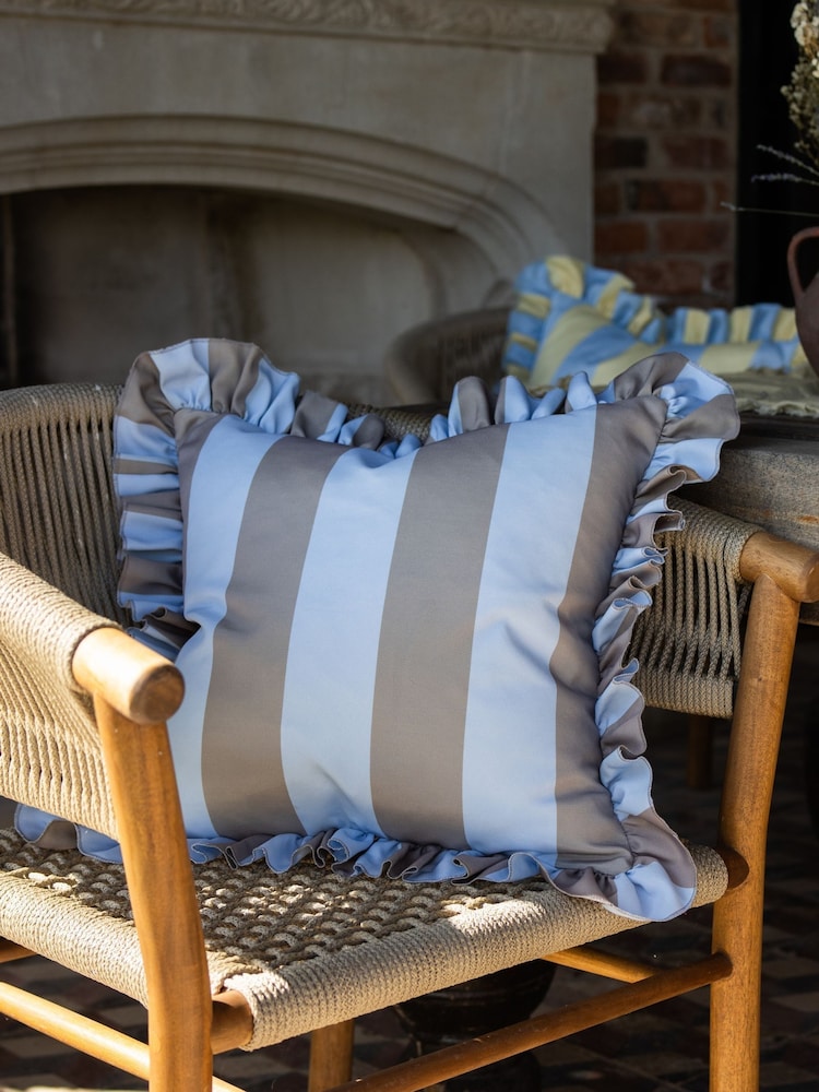 Ellenvale Interiors Brown Outdoor Ruffle Cushion Cover 45 X 45cm - Image 1 of 3 Ellenvale Interiors Brown Outdoor Ruffle Cushion Cover 45 X 45cm - Image 1 of 3