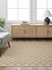 LIVABLISS Brown Indoor / Outdoor Mirage Cottage Checkboard Fringe Jute Look Runner - Image 1 of 6