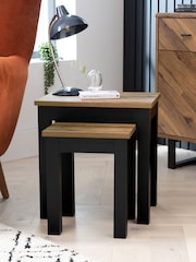 Dark Bronx Oak Effect Rectangle Set of 2 Nest of Tables - Image 1 of 7
