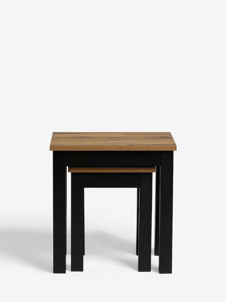 Dark Bronx Oak Effect Rectangle Set of 2 Nest of Tables - Image 2 of 7