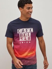 Orange Cafe Del Mar Licence Ibiza Print T-Shirt - Image 1 of 4