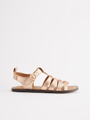 Rose Gold Forever Comfort® Leather Round Toe Gladiator Sandals - Image 4 of 7