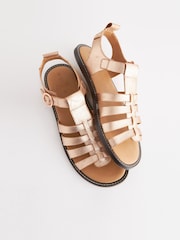 Rose Gold Forever Comfort® Leather Round Toe Gladiator Sandals - Image 5 of 7