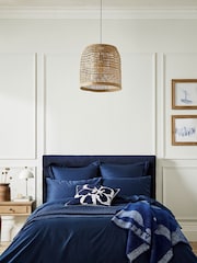 Ted Baker Blue Silky Smooth Plain Dye 100% Cotton Duvet Cover - Image 1 of 3