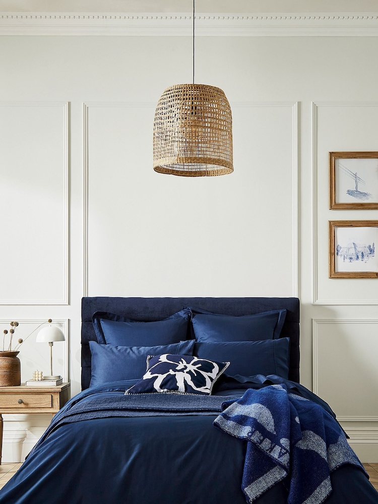 Ted Baker Blue Silky Smooth Plain Dye 100% Cotton Duvet Cover - Image 1 of 3