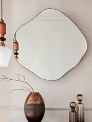 Libra Dark Brown Large Organic Curved Mirror - Image 1 of 4