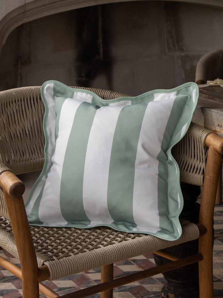 Ellenvale Interiors Sage Outdoor Scalloped Cushion Cover 45 X 45cm - Image 1 of 3