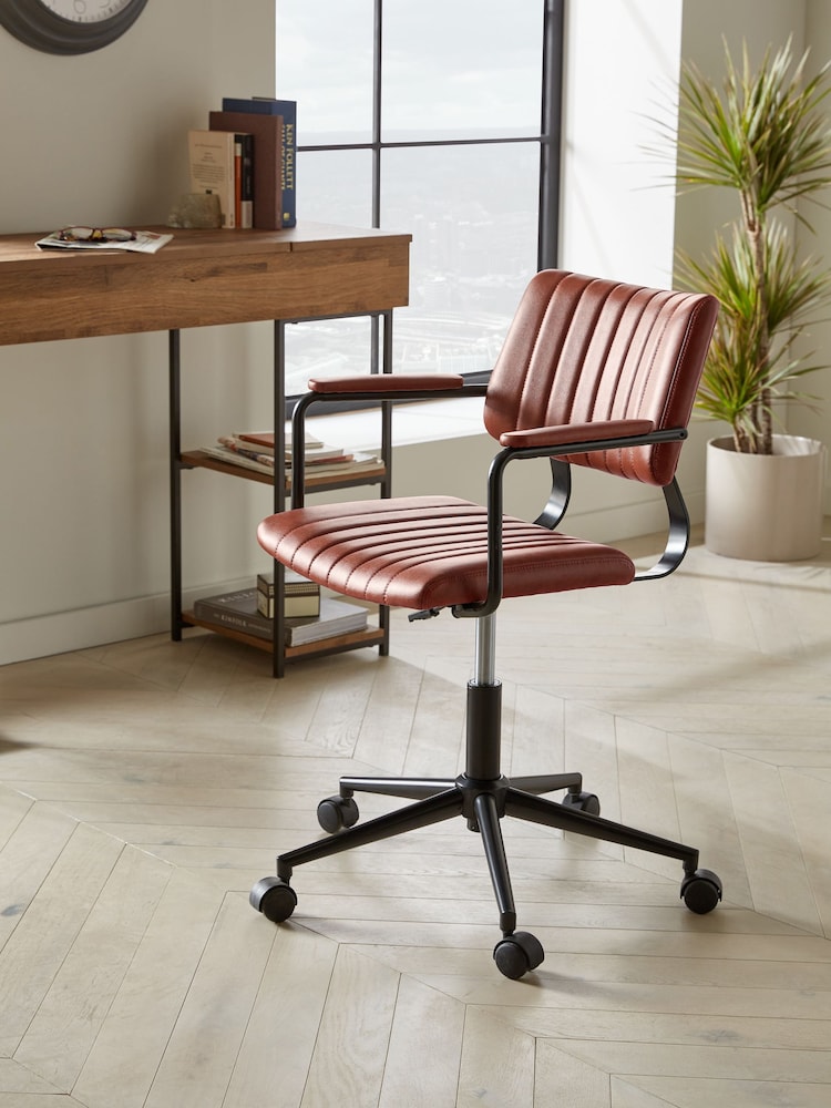 Faux Leather Tan Brown Aiden Office Chair - Image 1 of 8