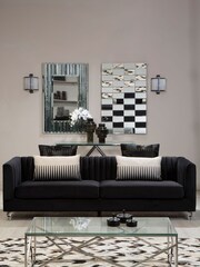 Fifty Five South Natural/Black Linen Cushion - Image 1 of 4