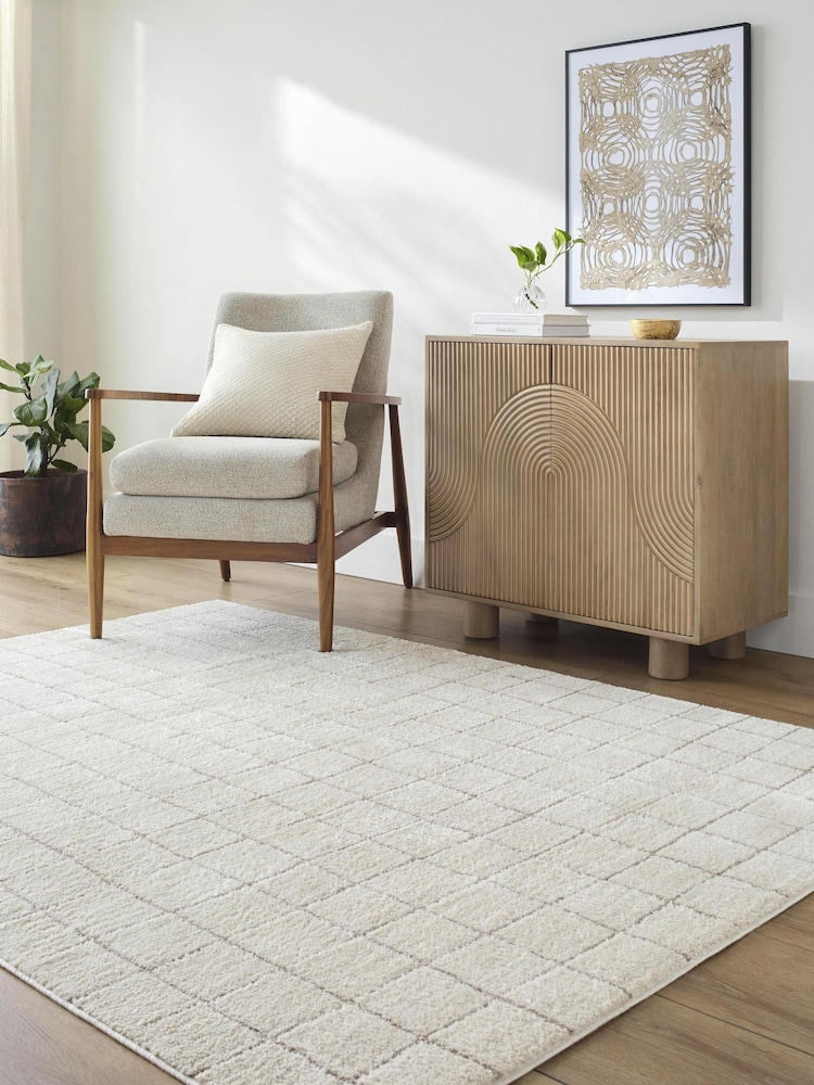 LIVABLISS White Cascade Textured Modern High Pile Rug - Image 1 of 7