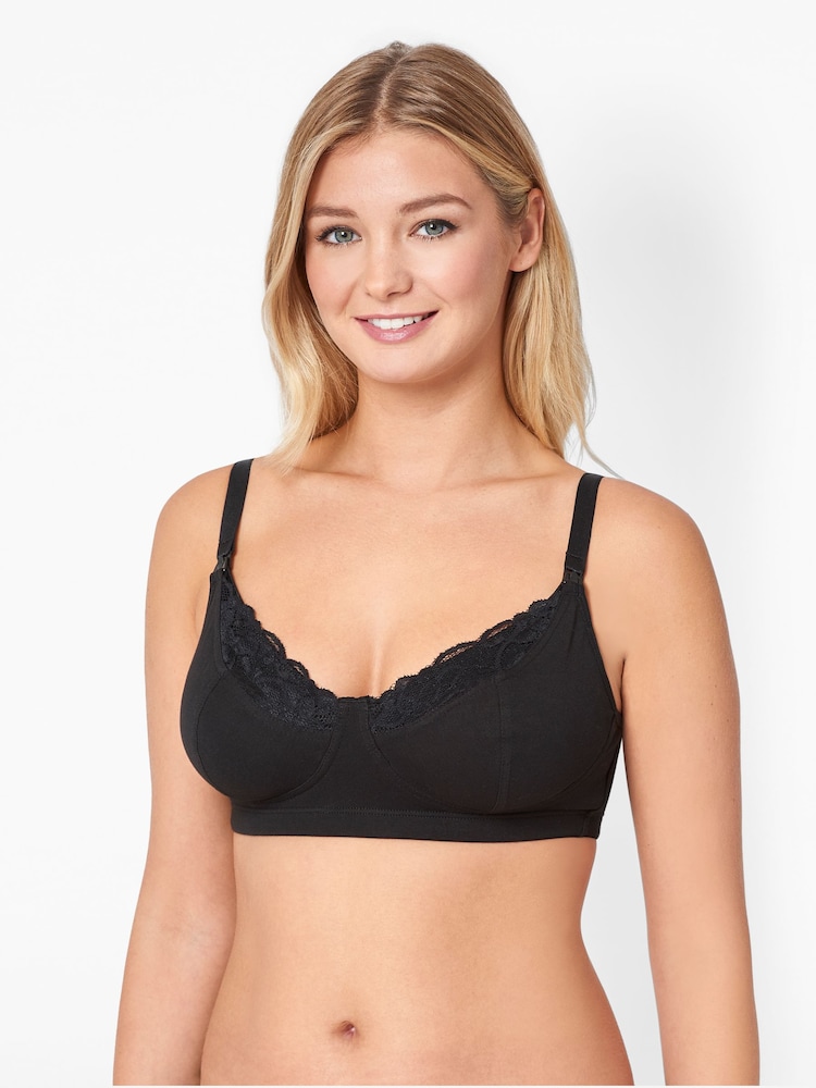 JoJo Maman Bébé Black Lace Trim Maternity & Nursing Bra - Image 3 of 3