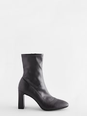 Black Round Toe Ankle Sock Boots - Image 2 of 8
