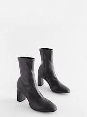 Black Round Toe Ankle Sock Boots - Image 3 of 8
