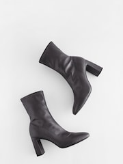 Black Round Toe Ankle Sock Boots - Image 7 of 8