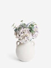Lilac Purple Artificial Hydrangea Arrangement In Terracotta Vase - Image 2 of 3