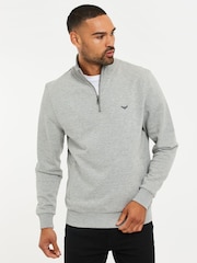 Threadbare Grey Quarter Zip Neck Sweatshirt - Image 1 of 4