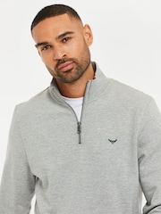 Threadbare Grey Quarter Zip Neck Sweatshirt - Image 4 of 4