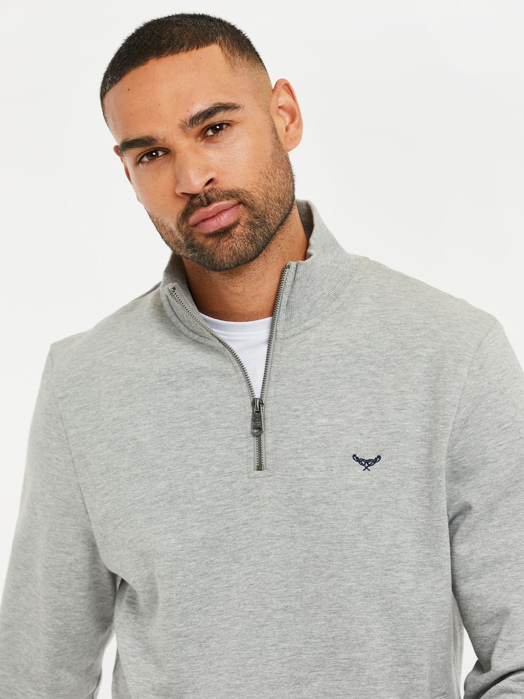 Threadbare Grey Quarter Zip Neck Sweatshirt - Image 4 of 4