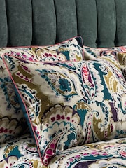 EW by Edinburgh Weavers Set of 2 Teal Blue/Olive Green Aretha Paisley 200 Thread Count 100% Cotton Sateen Pillowcases - Image 1 of 3