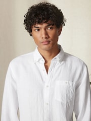 White Regular Fit Signature Baird McNutt Irish 100% Linen Trimmed Oxford Shirt - Image 1 of 10