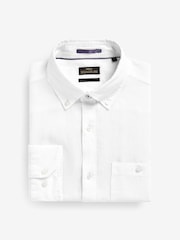 White Regular Fit Signature Baird McNutt Irish 100% Linen Trimmed Oxford Shirt - Image 8 of 10