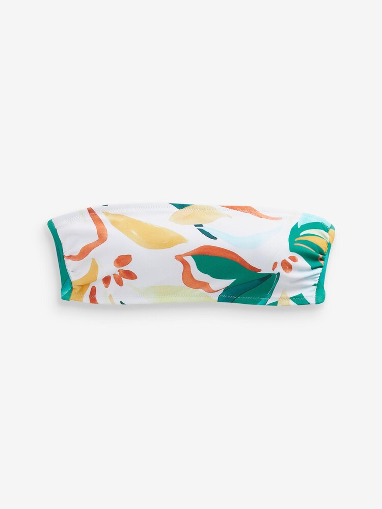 White Tropical/Yellow Reversible Bandeau Bikini Top - Image 5 of 6