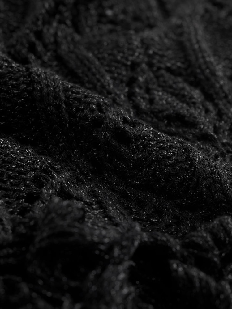 Black Sparkle Crochet Fringed Waistcoat - Image 5 of 5