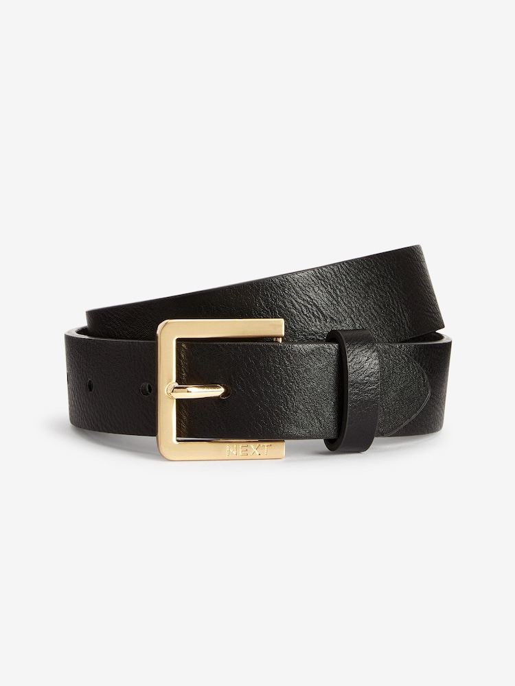 Black Leather Gold Buckle Belt - Image 1 of 1