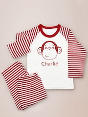 Babyblooms Monkey Soft Toy with Personalised Red Stripe Pyjamas - Image 3 of 3