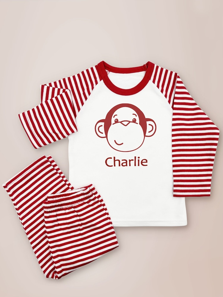 Babyblooms Monkey Soft Toy with Personalised Red Stripe Pyjamas - Image 3 of 3