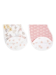 aden + anais Pink Burpy Organic Cotton Muslin Bibs 2 Pack - Image 1 of 6