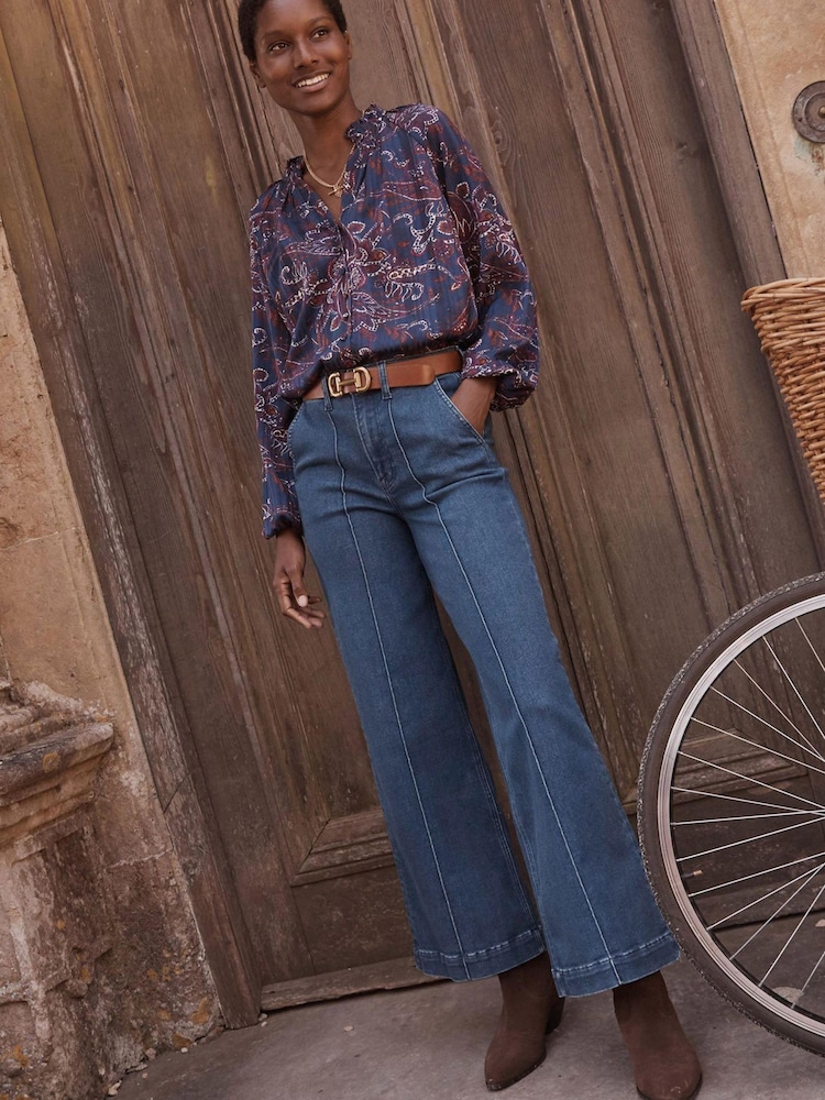 Boden Blue High Rise Smart Wide Leg Jeans - Image 1 of 5 Boden Blue High Rise Smart Wide Leg Jeans - Image 1 of 5