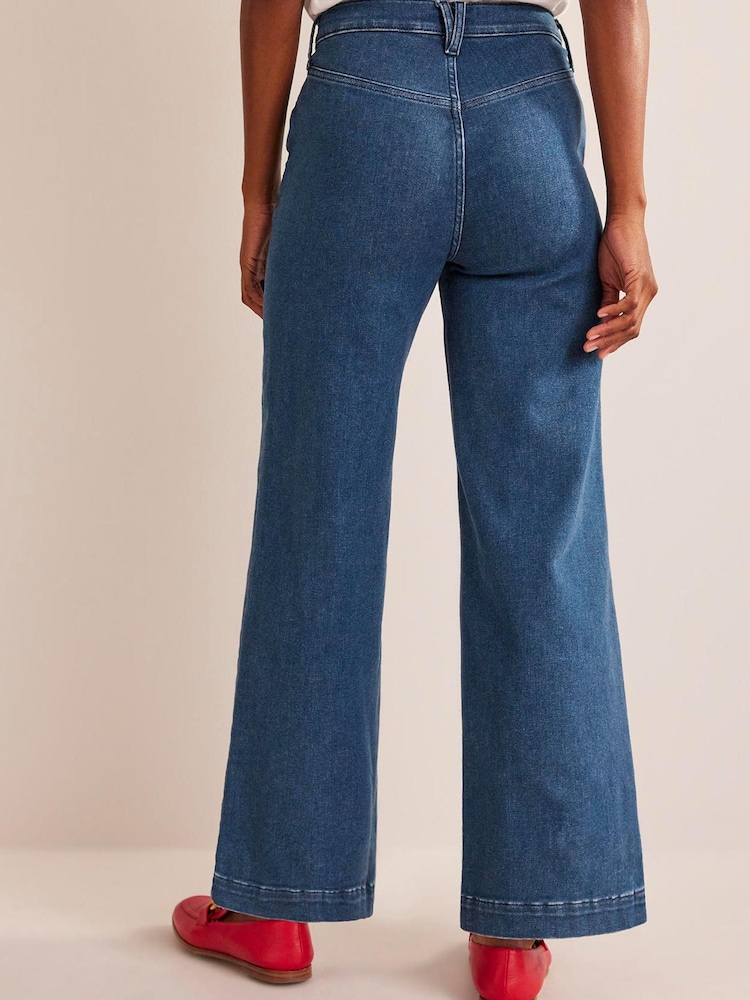 Boden Blue High Rise Smart Wide Leg Jeans - Image 2 of 5 Boden Blue High Rise Smart Wide Leg Jeans - Image 2 of 5