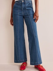 Boden Blue High Rise Smart Wide Leg Jeans - Image 3 of 5