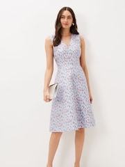 Phase Eight Blue Rosebud Jacquard Dress - Image 1 of 6