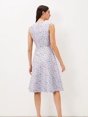Phase Eight Blue Rosebud Jacquard Dress - Image 2 of 6