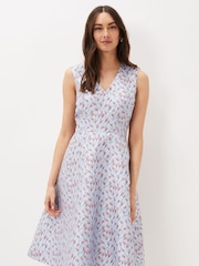 Phase Eight Blue Rosebud Jacquard Dress - Image 3 of 6