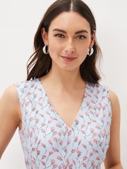 Phase Eight Blue Rosebud Jacquard Dress - Image 5 of 6