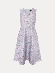 Phase Eight Blue Rosebud Jacquard Dress - Image 6 of 6