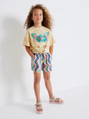 Mehrfarbig/Pastell - Set aus T-Shirt zum Binden vorn und Shorts mit Bügelfalten (3-16 Jahre) - Bild 2 von 6
